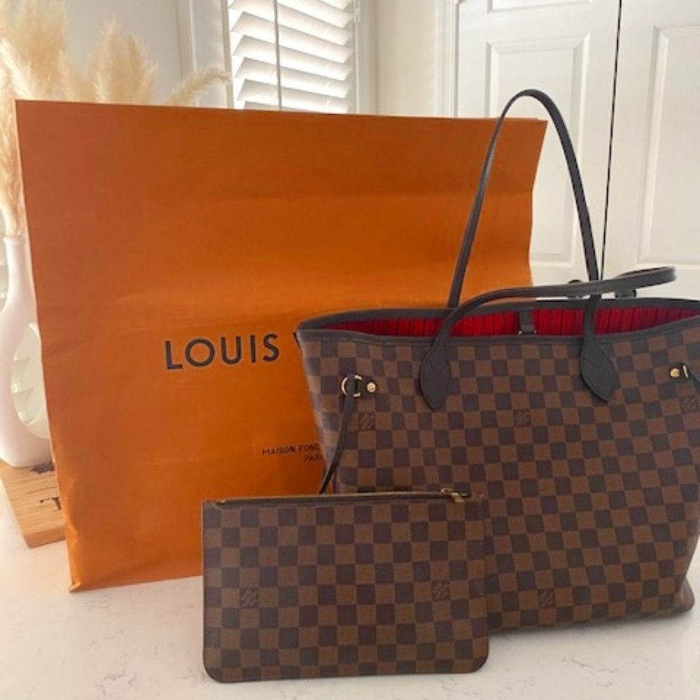Louis Vuitton Neverfull MM - Damier Ebene and Cherry Interior